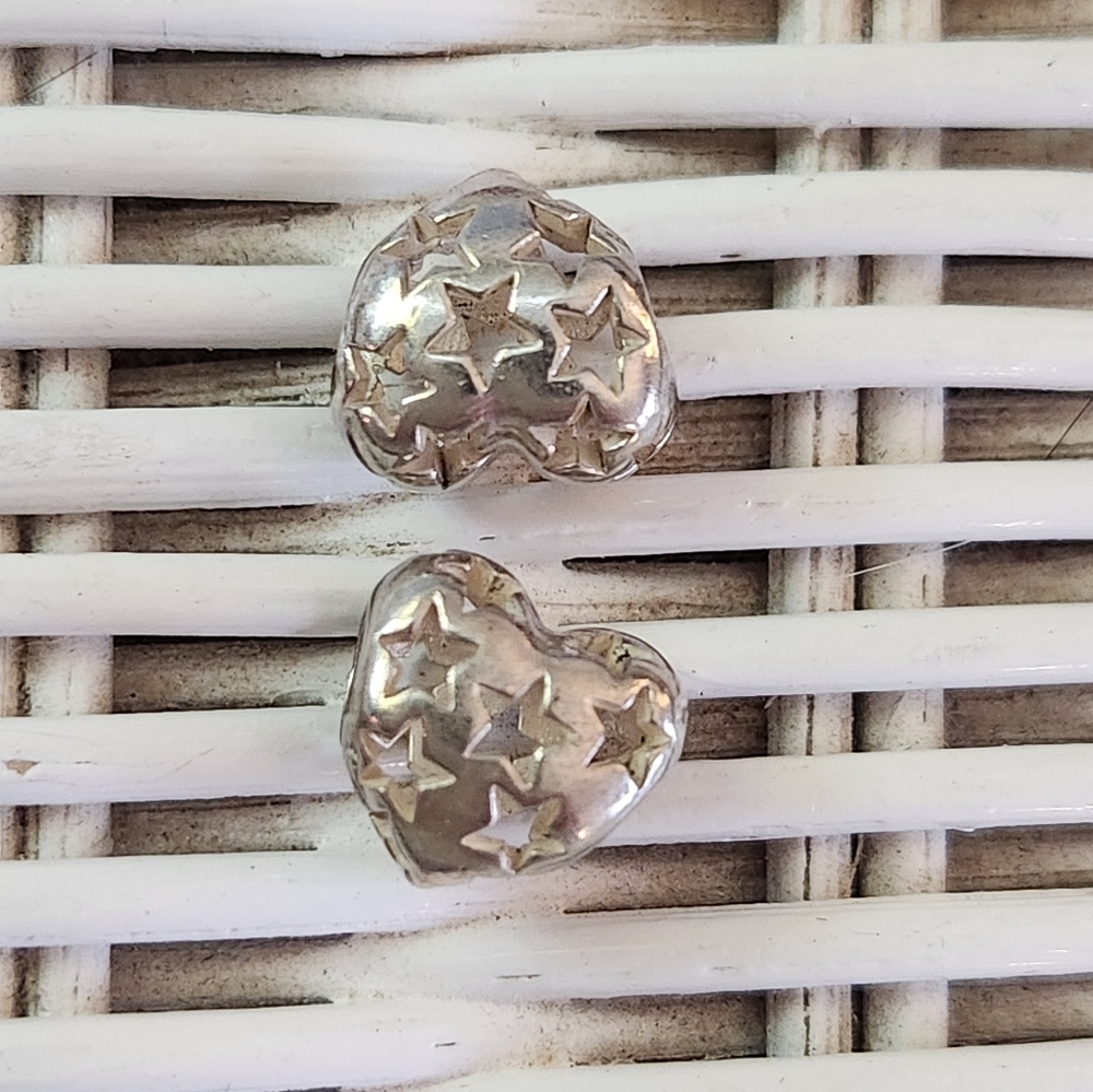 Pandora  pair ( 2 for 25.00)  heart shape with open stars